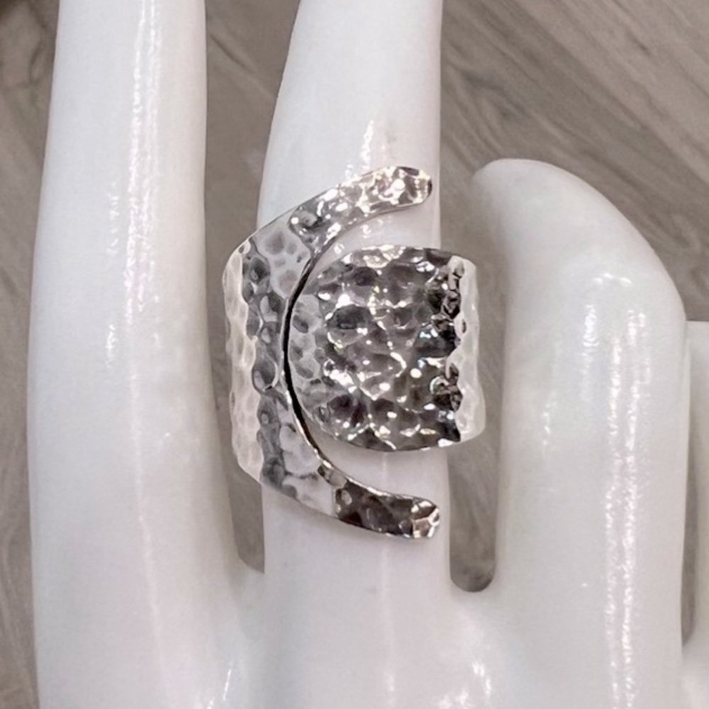Unique Hammered Sterling Silver Wrap Around Ring